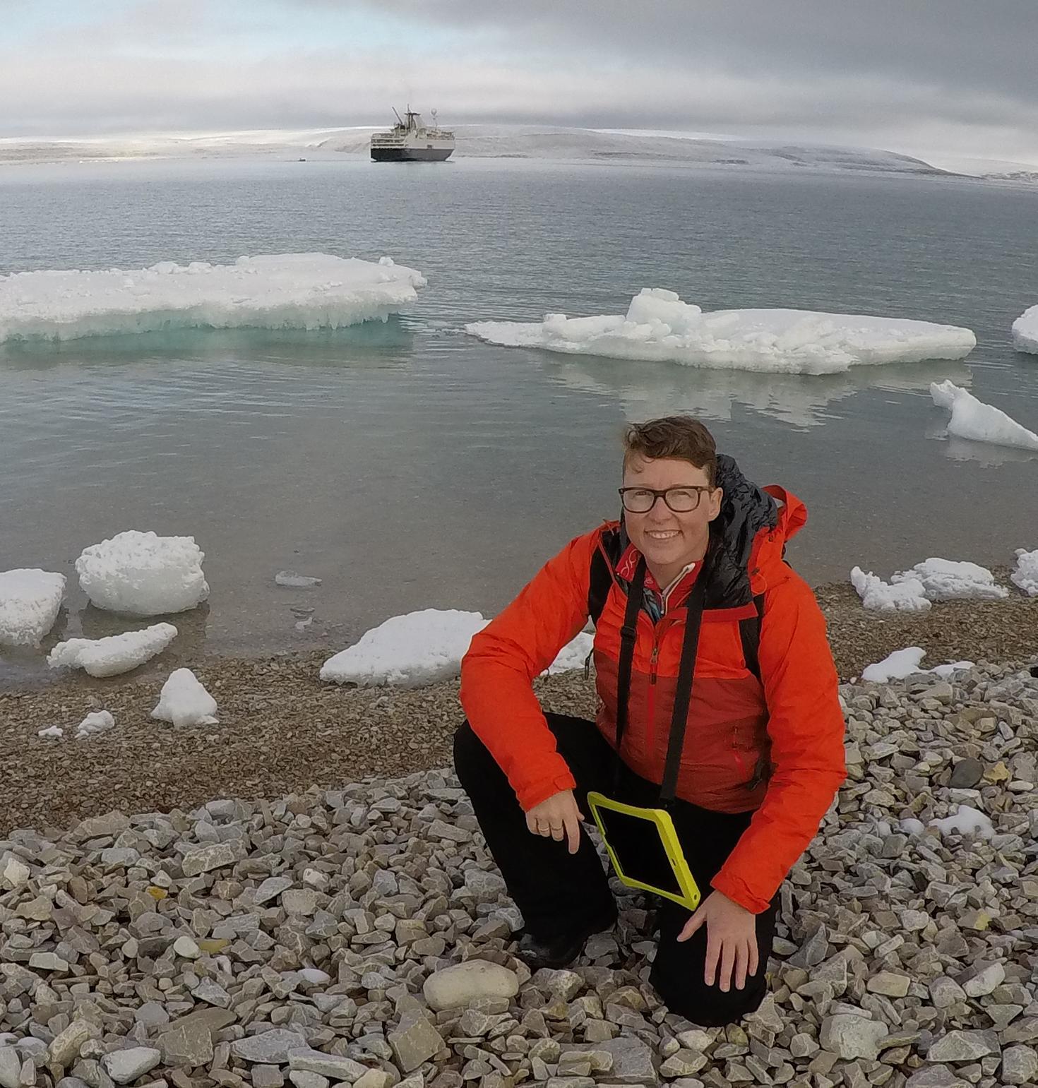 Jackie Dawson conducting field research in northern Canada.