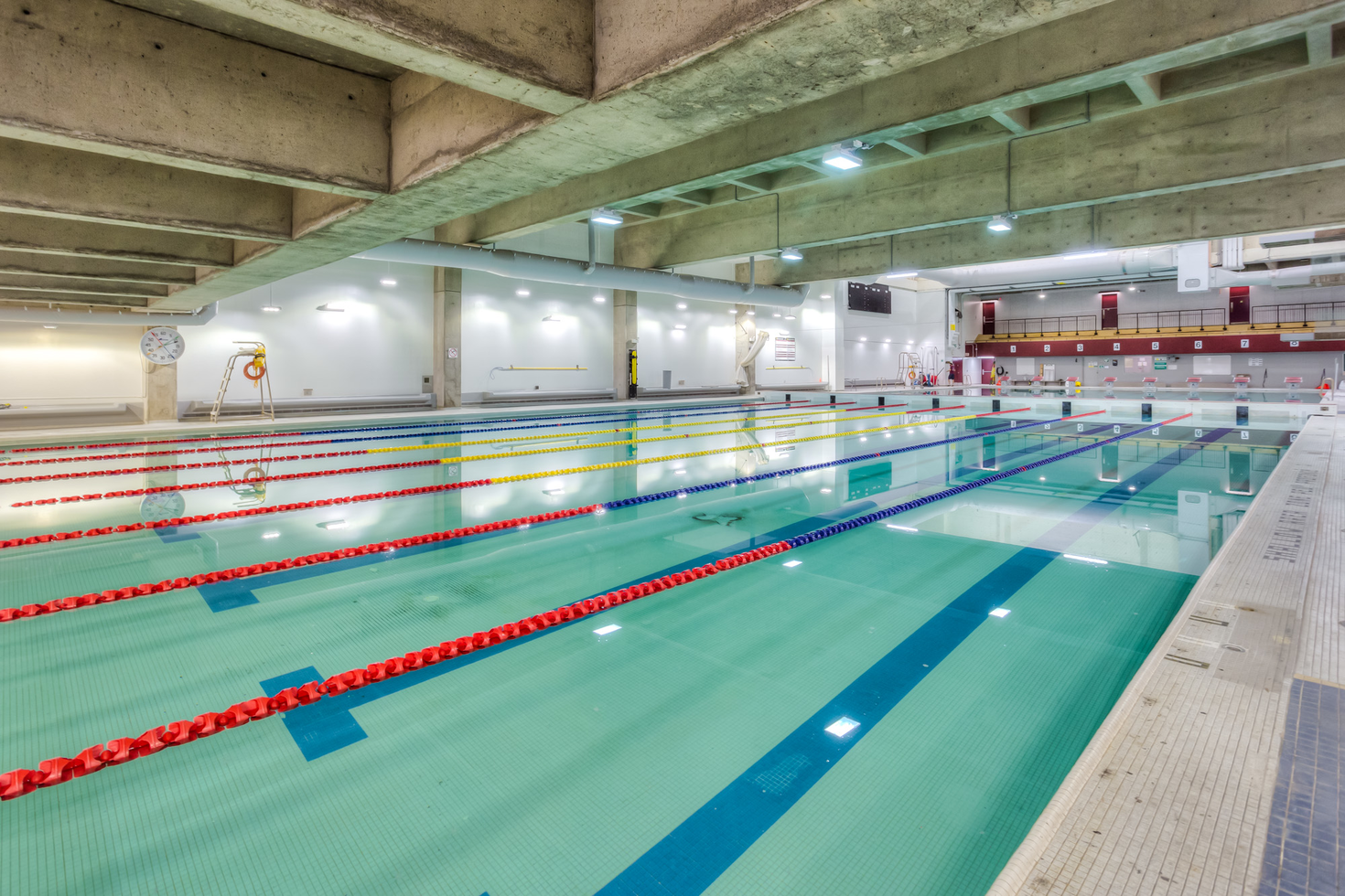 uOttawa pool with swim lanes set up.