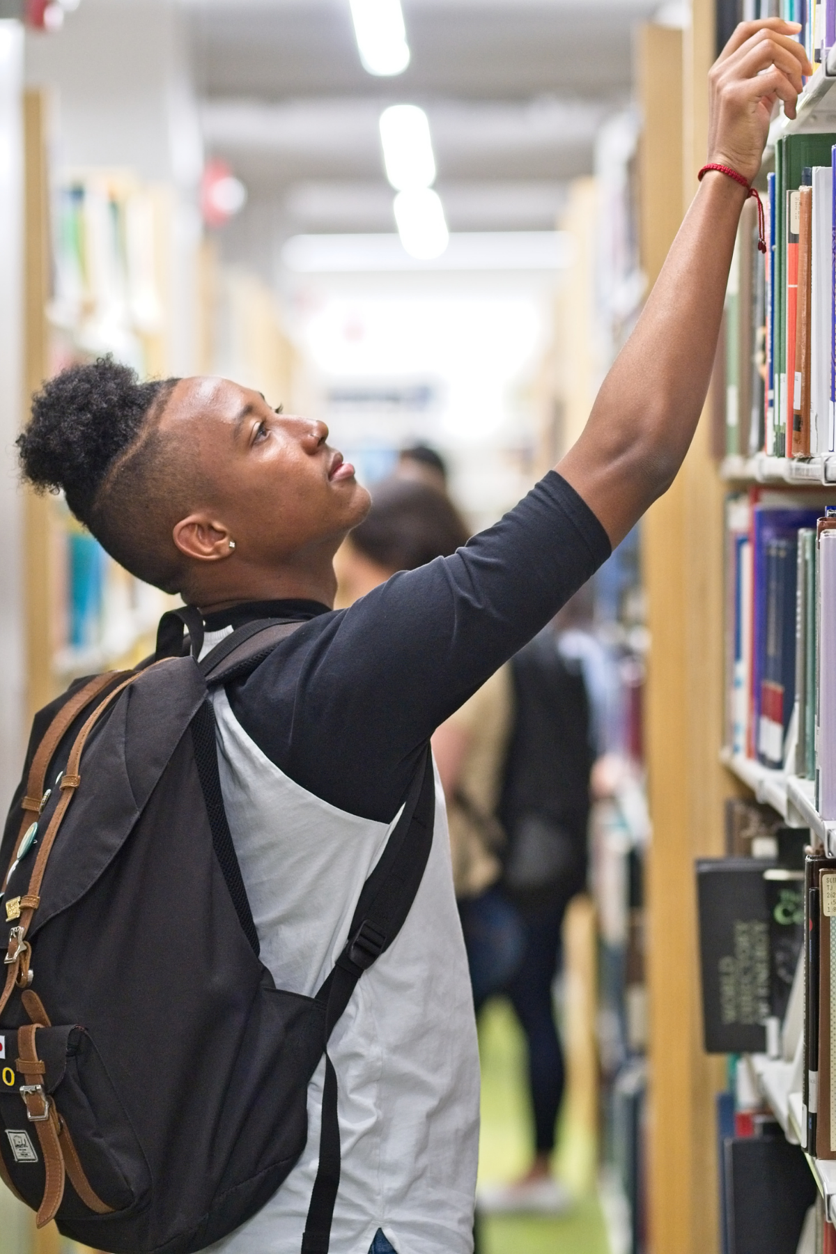 Student in the library