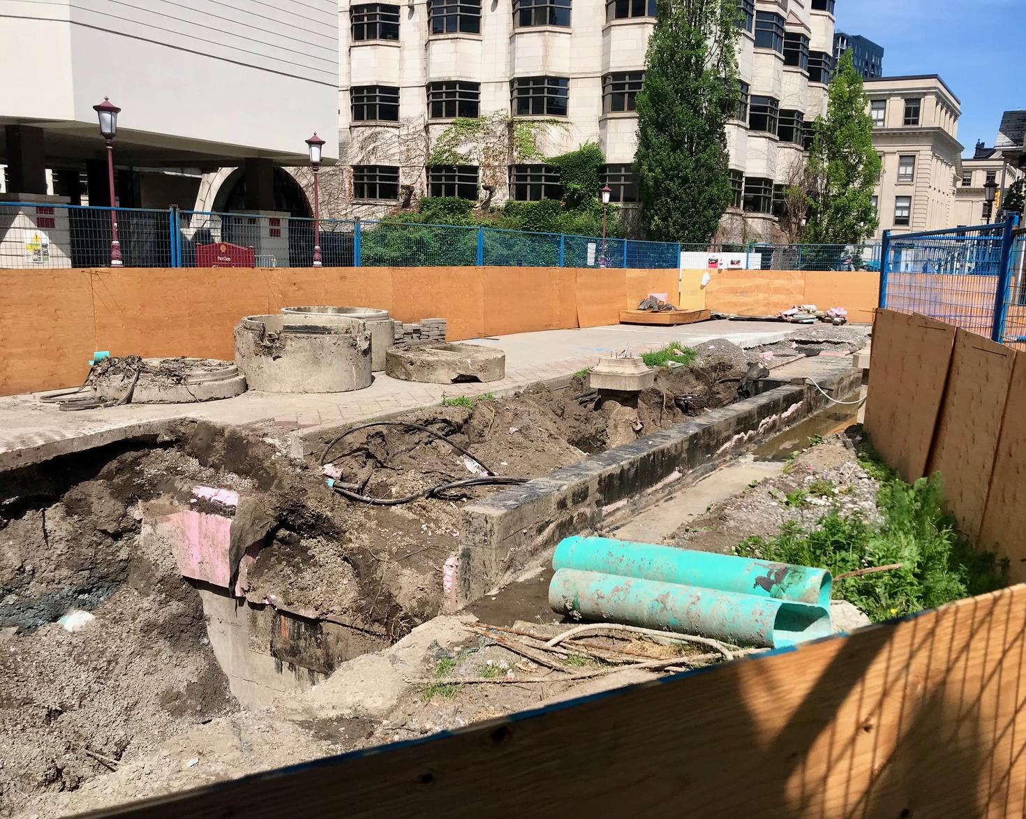 Sewer pipes underground