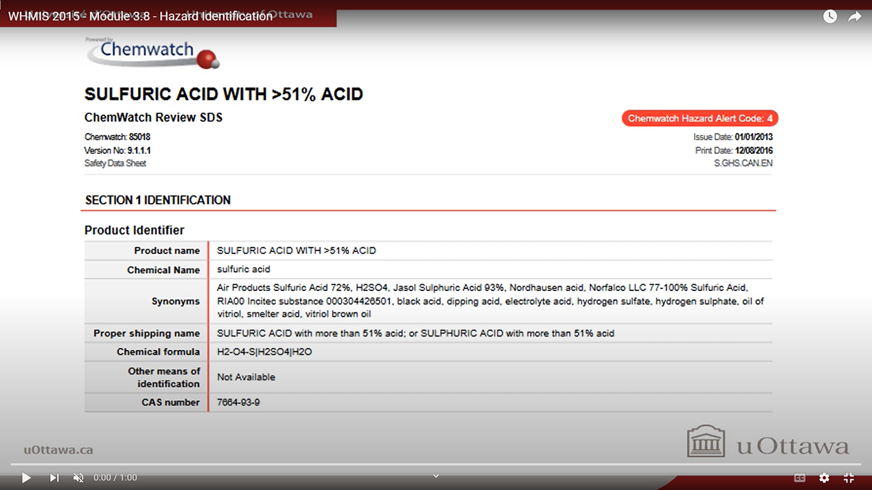 WHMIS 2015 Module 3-8 Hazard Identifications