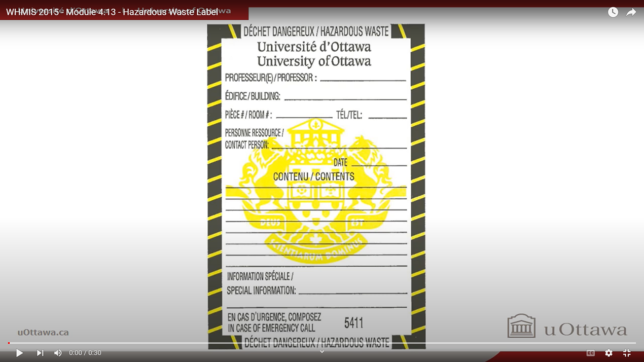 WHMIS 2015 - Module 4.13 - Hazardous Waste Label