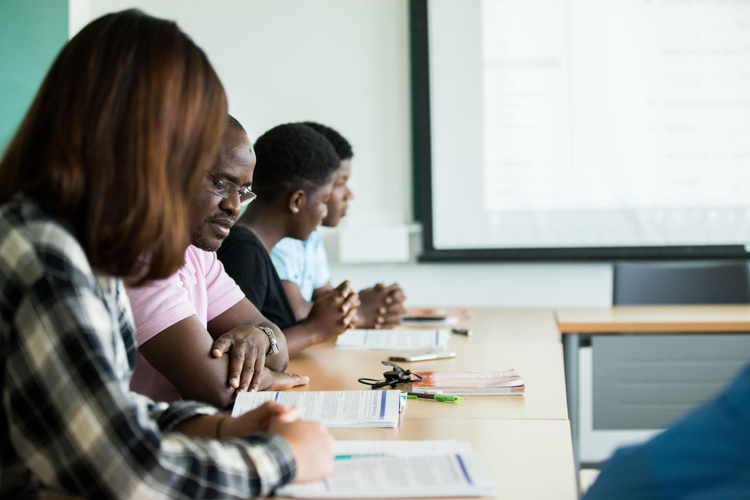 Students attending a class