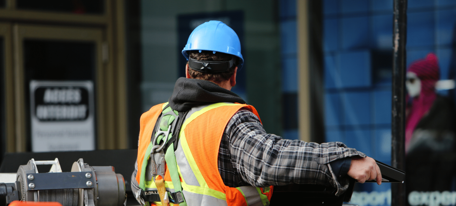 A worker wearing safety gear