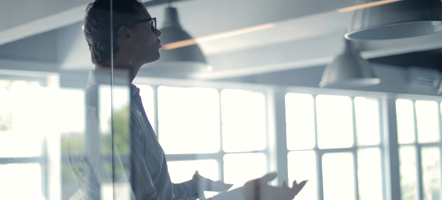 A manager conducting a meeting