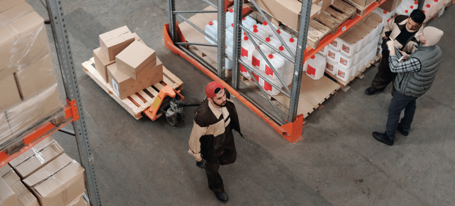 A warehouse filled with boxed items