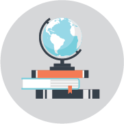 a globe on a pile of books