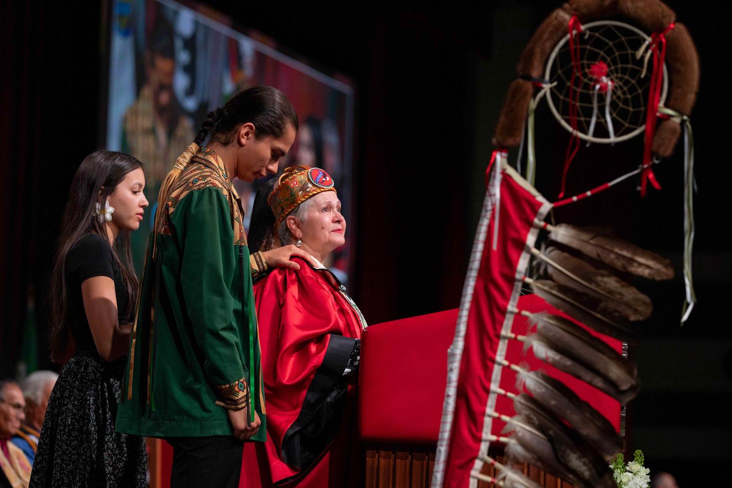 Students during convocation with the Chancellor, Claudette Commanda