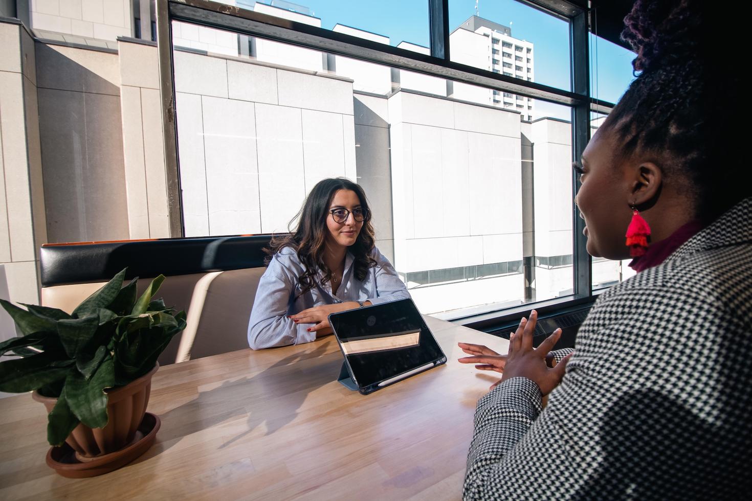 Student and employer interviewing