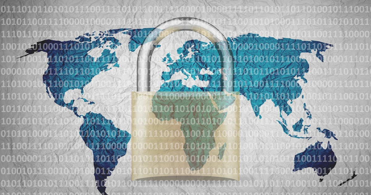 A lock in front of a world map