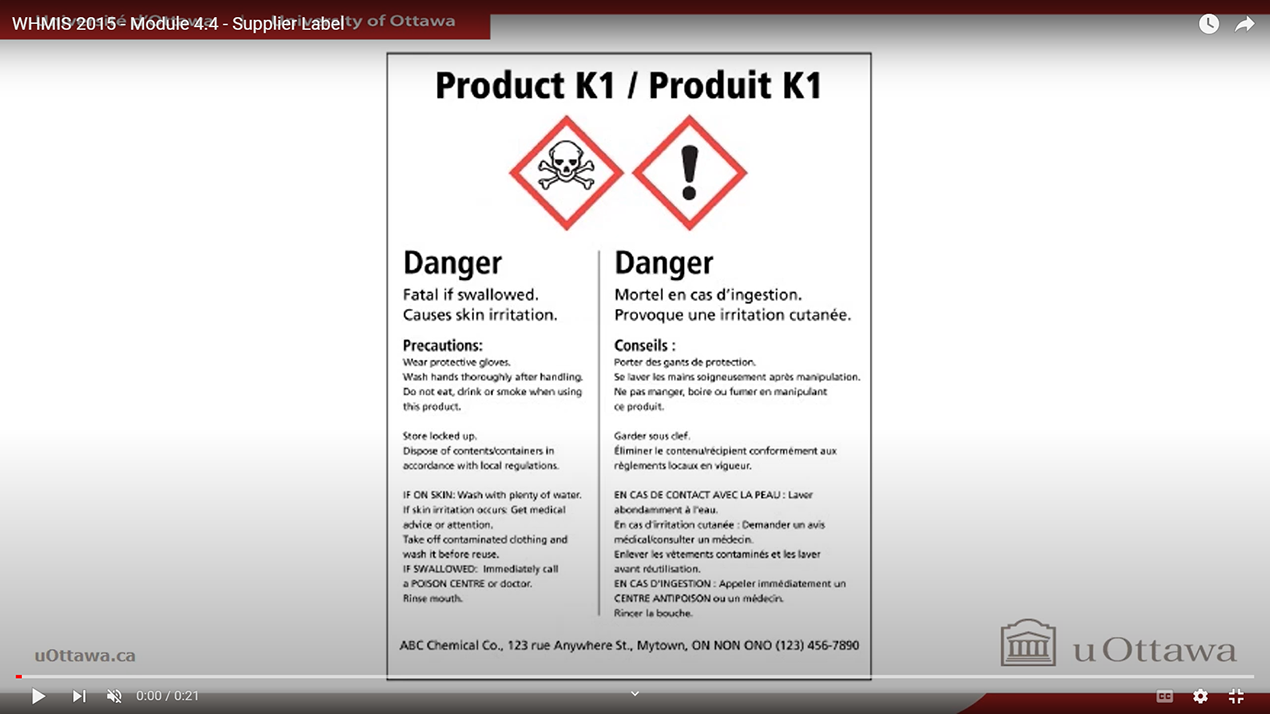 WHMIS 2015 - Module 4.4 - Supplier Label