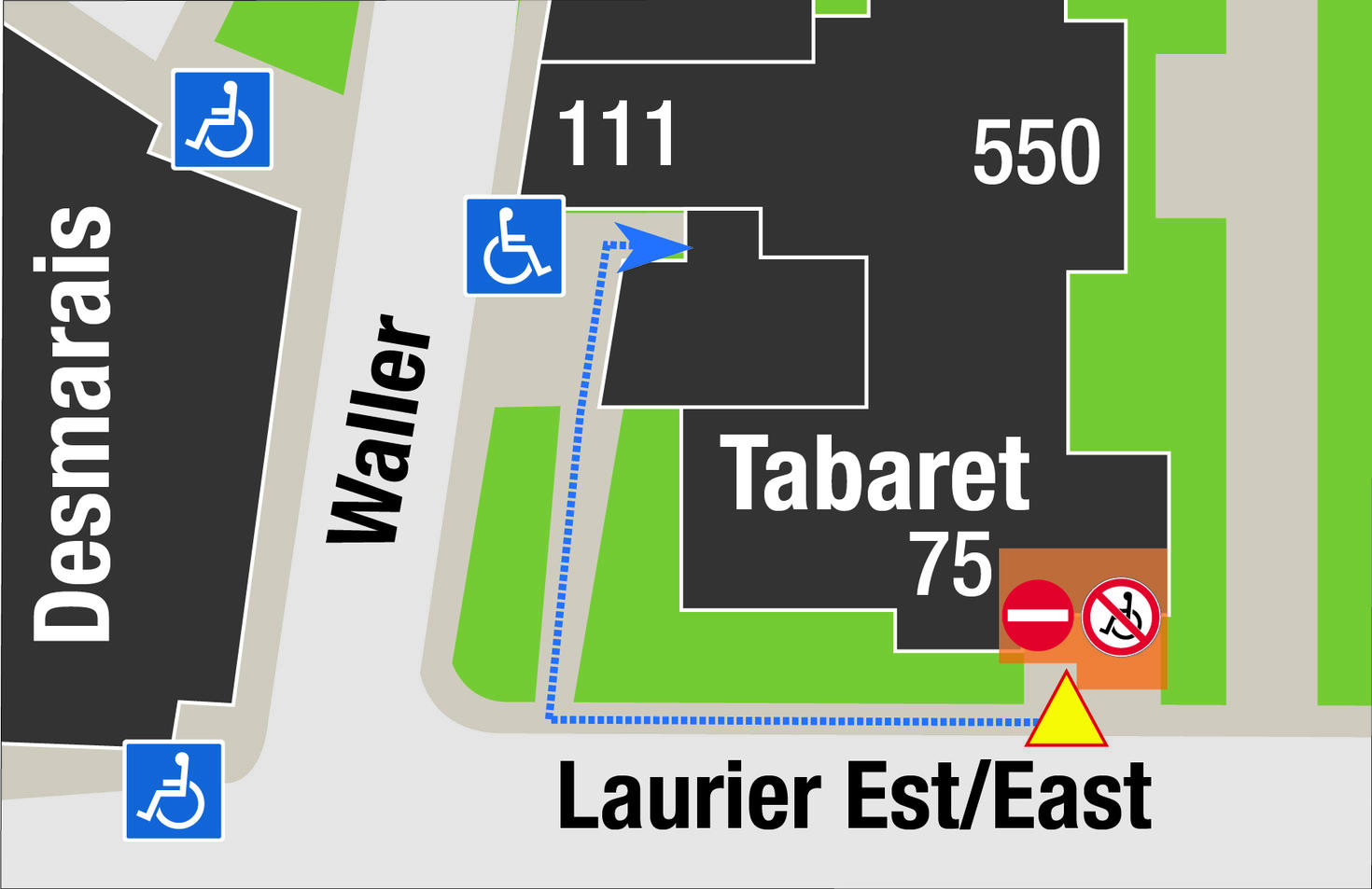 Itinéraire accessible au Tabaret Hall