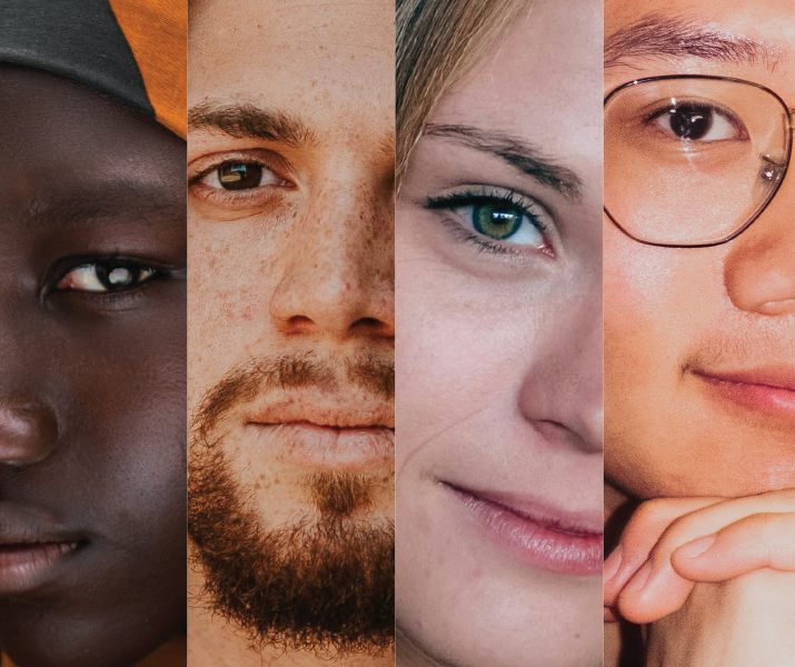 Images découpées de parties de visages de plusieurs personnes