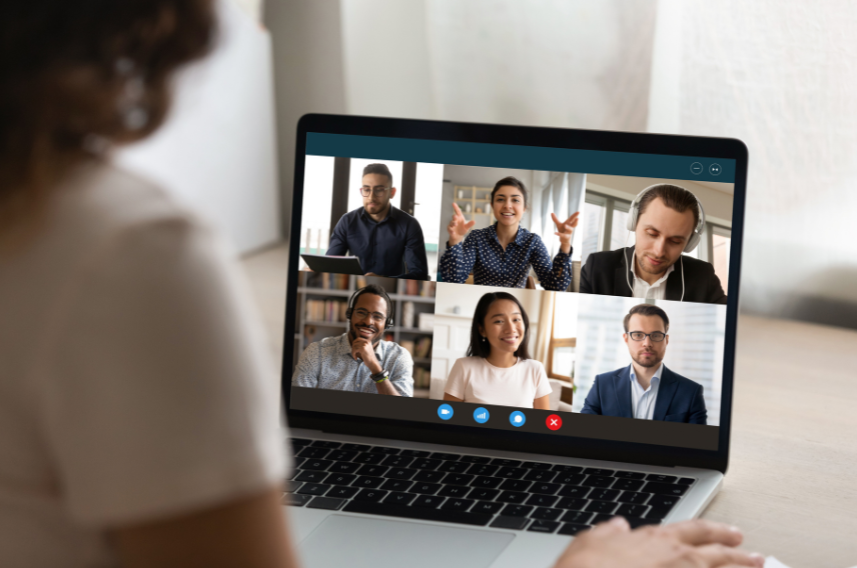 a screen displaying a virtual meeting