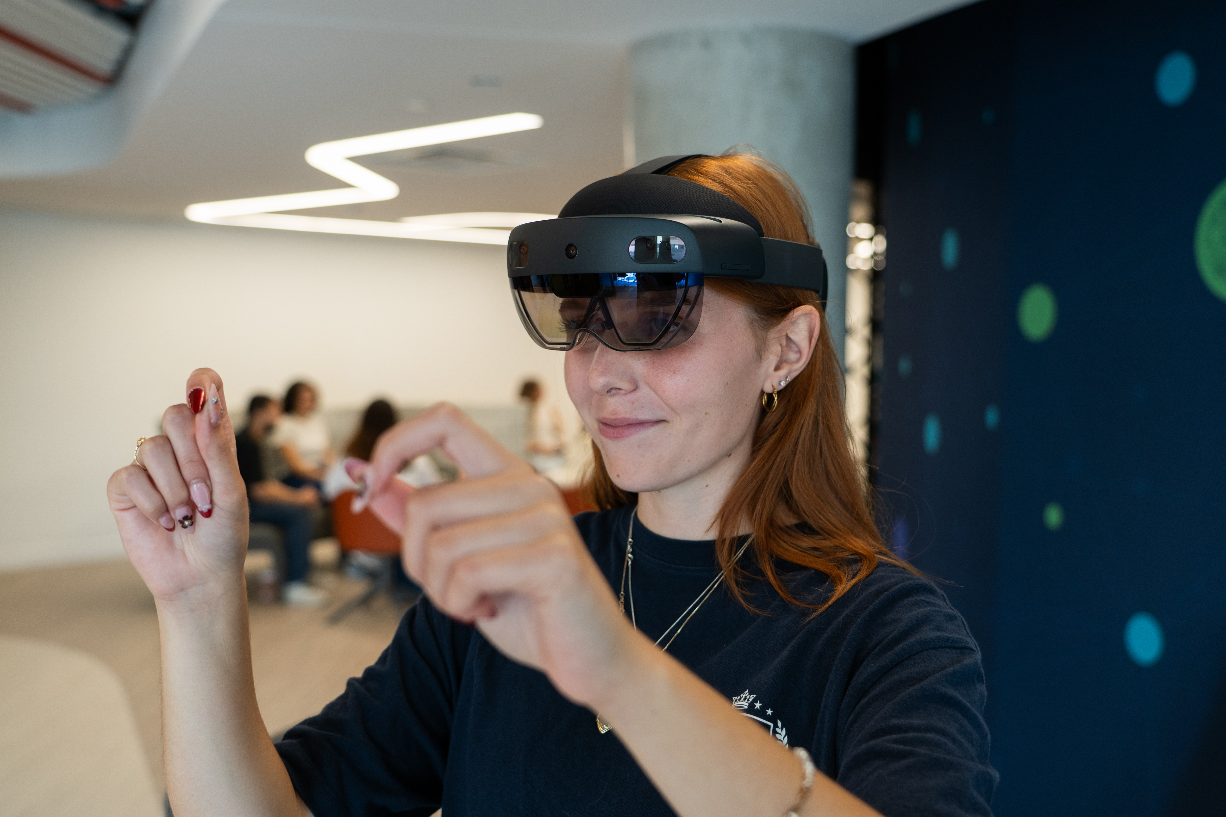 Individual using a MIcrosoft VR headset