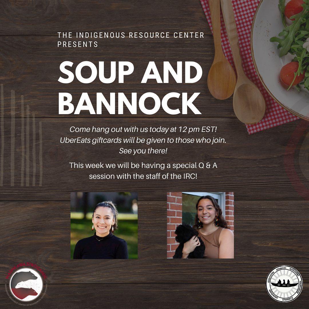 Promotional poster of Soup and Bannock event.