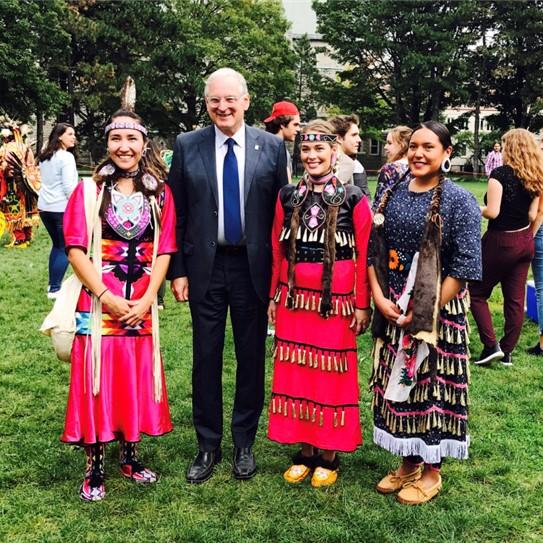 Jacques Frémont with Indigenous dancers