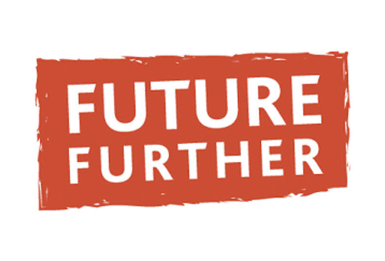 Image shows the words "Future Further" in white font over an orange square.