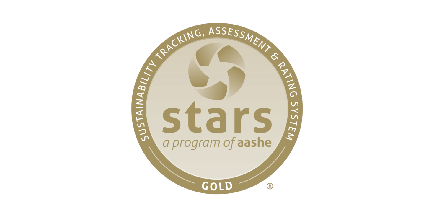 STARS gold seal, with text "Sustainability tracking, assessment and rating system Gold"