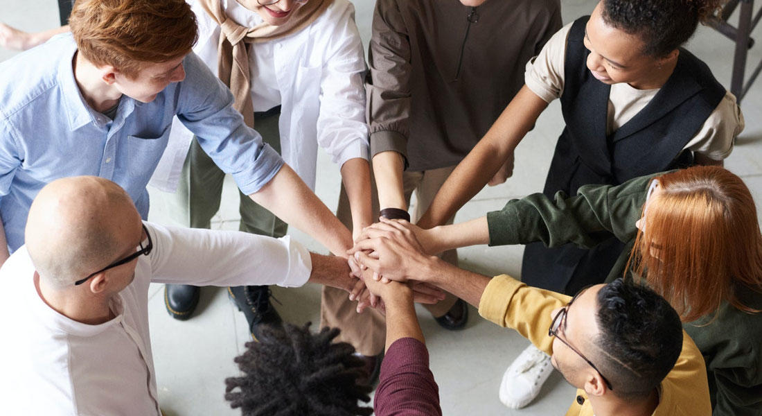 a group of hands together