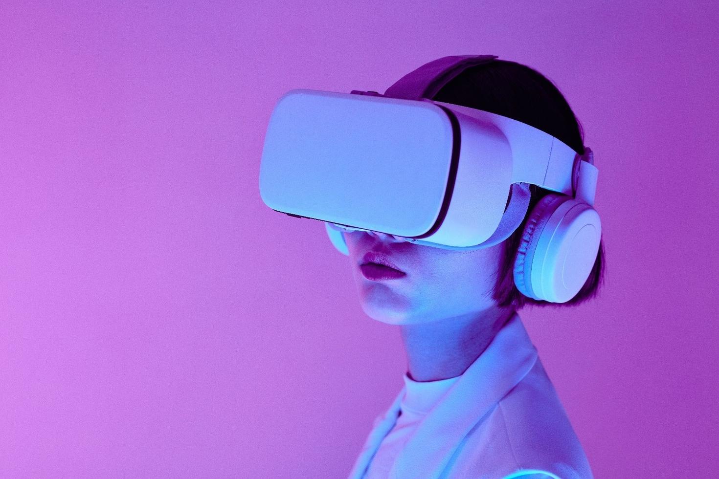 Woman wearing VR headset