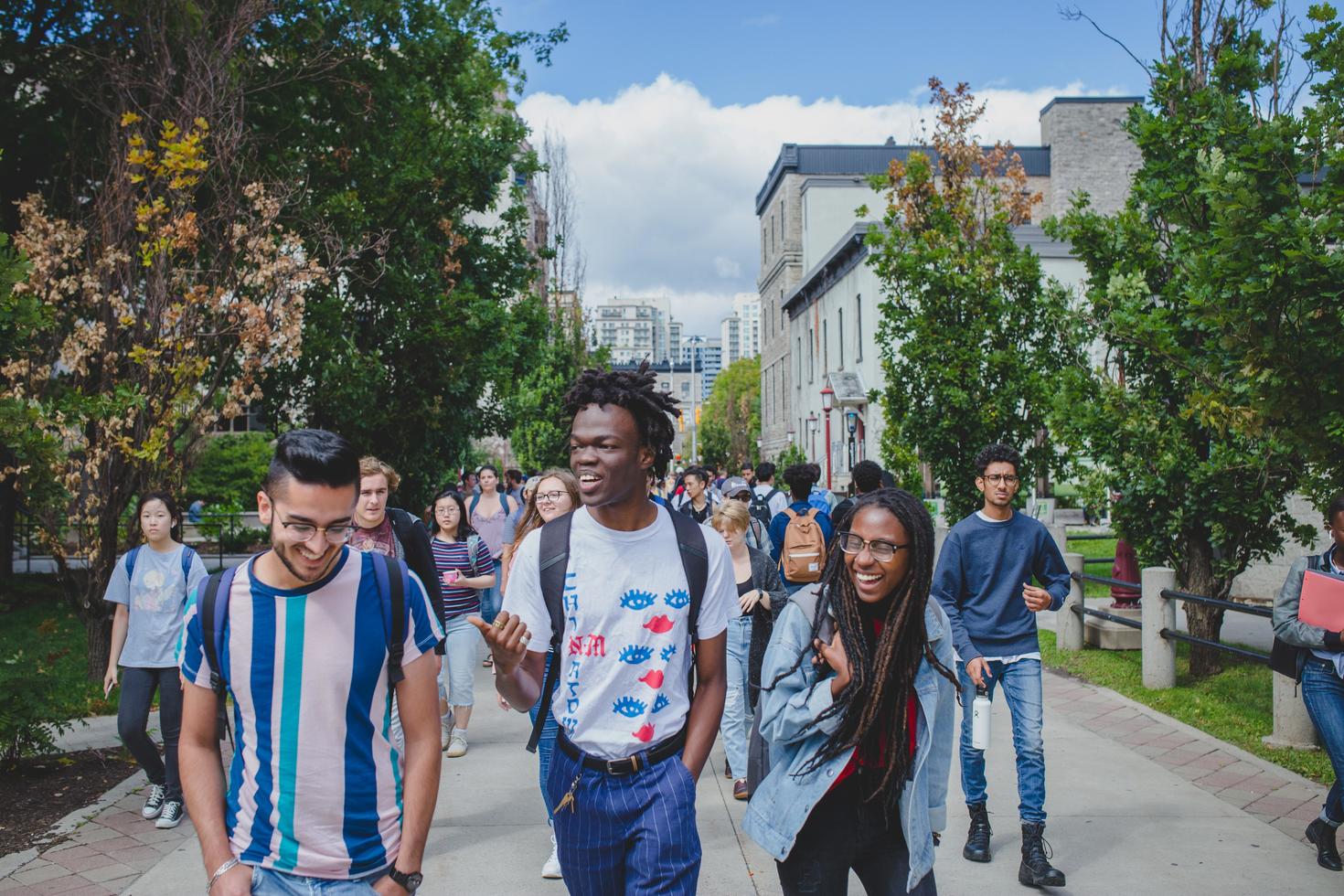 Students walking on campus