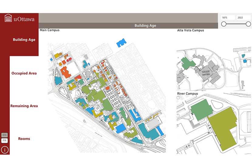 Screenshot of a data map created with the uOttawa datahub.