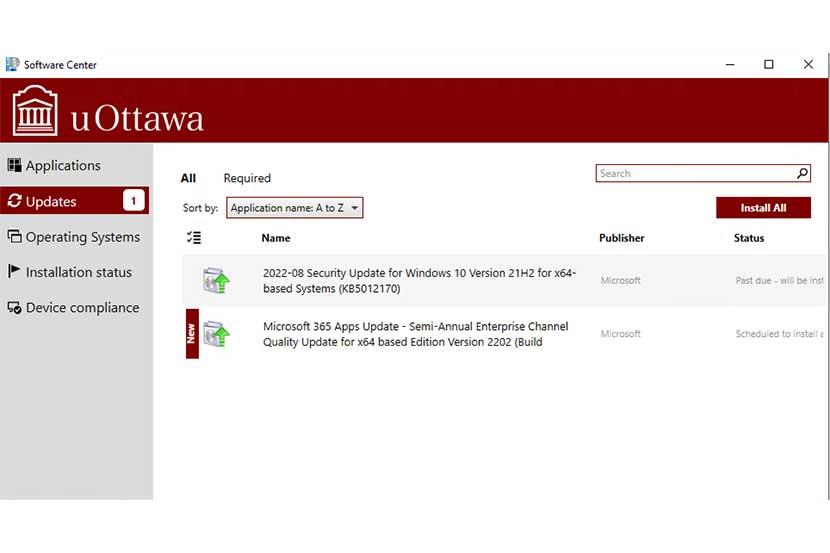 Print screens of software centre updates