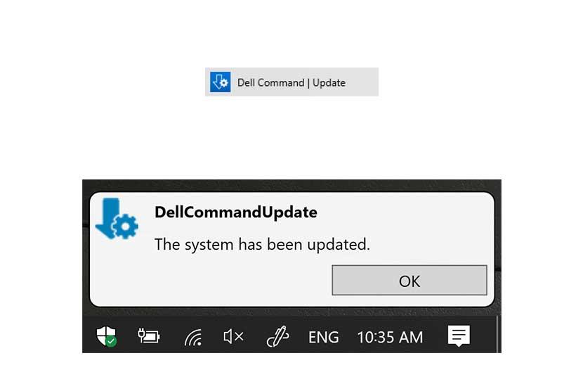 Print screens of Dell Command update.