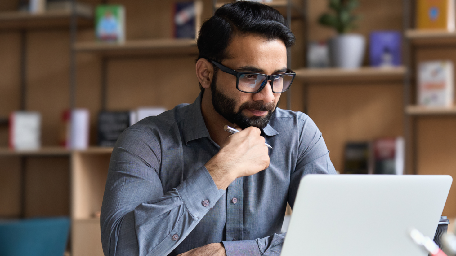 An employee who is taking an online course.