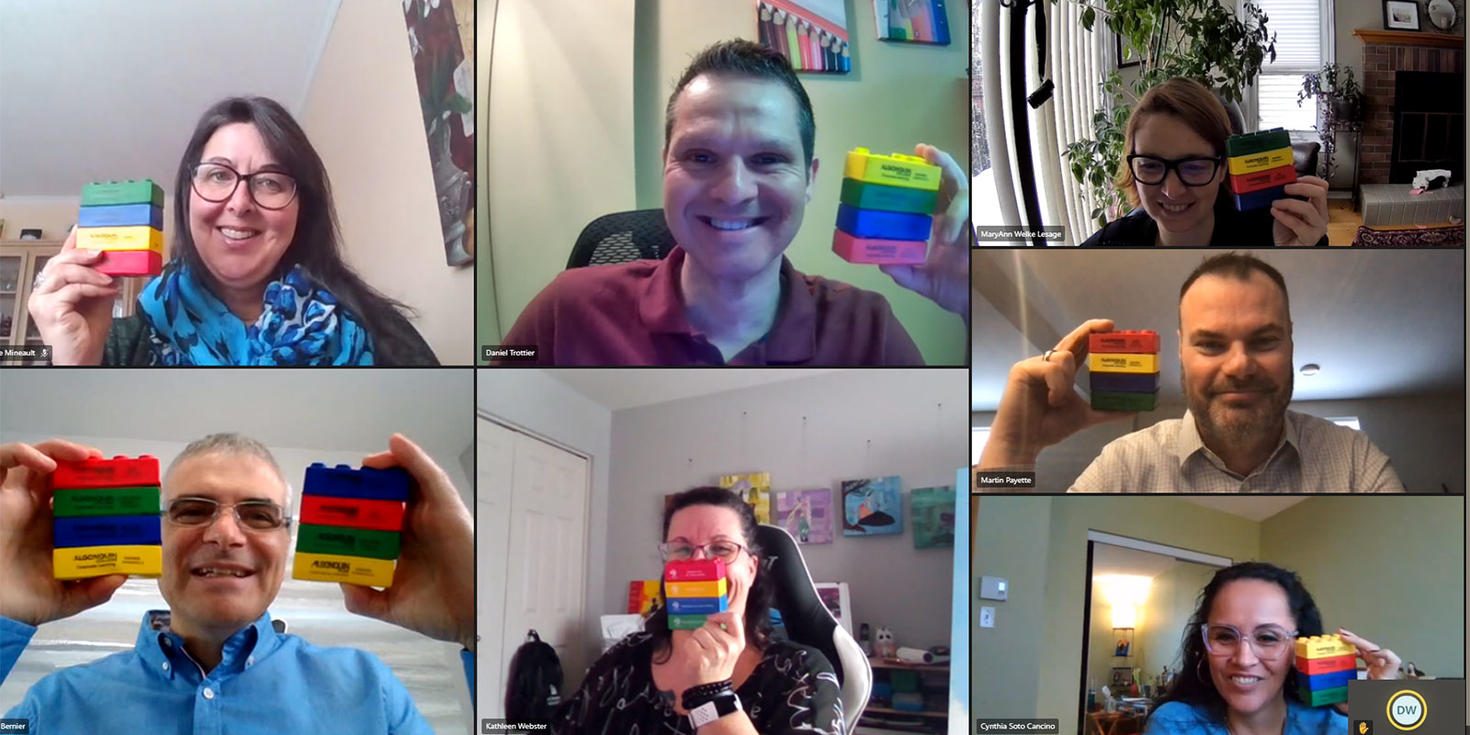 Screen capture of people doing a Dynamix exercise online.