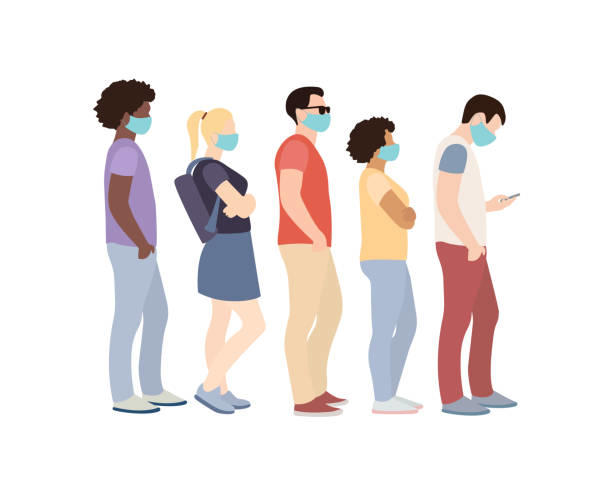 Illustration of people waiting in line.
