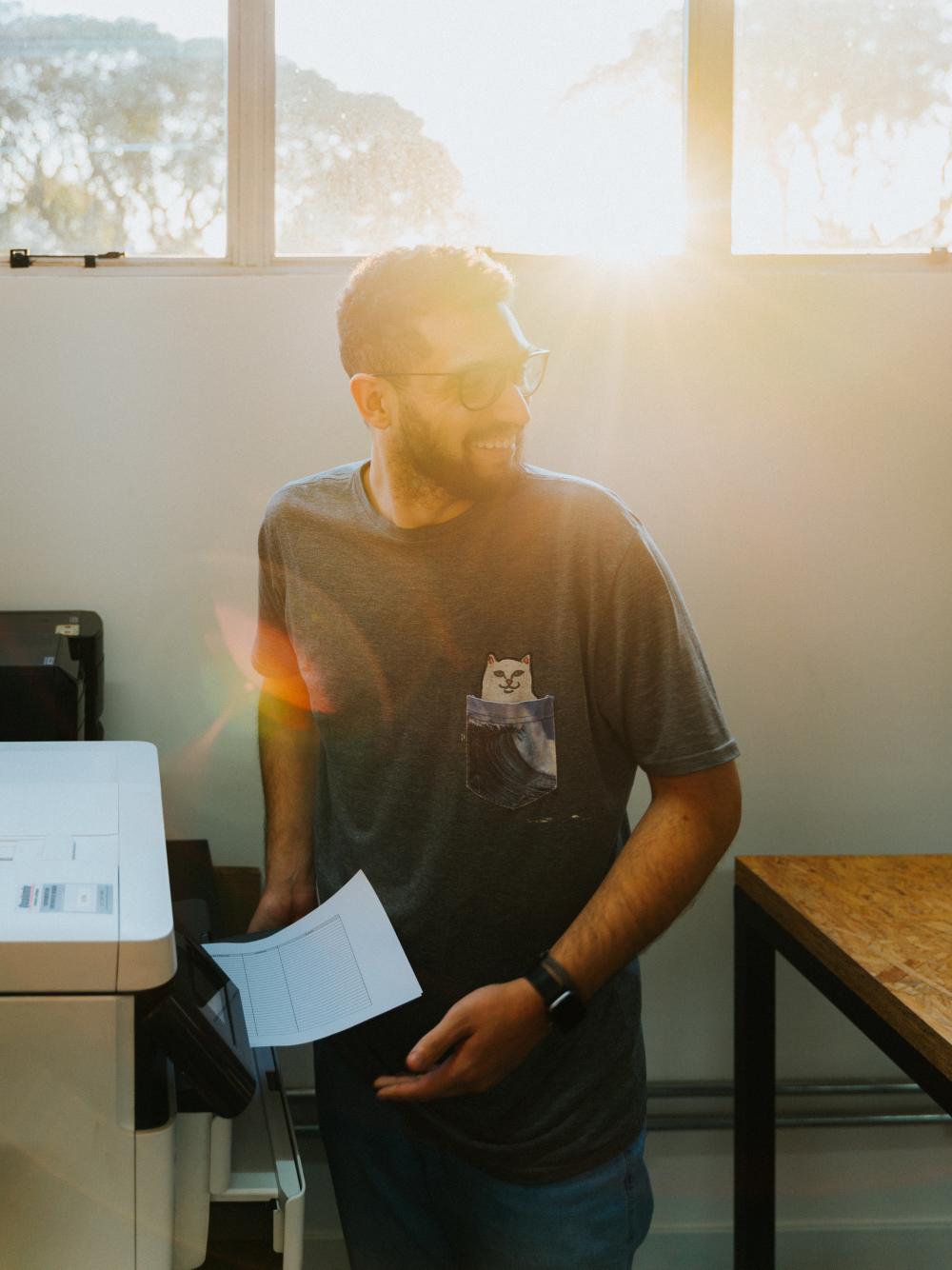 Student using a printer
