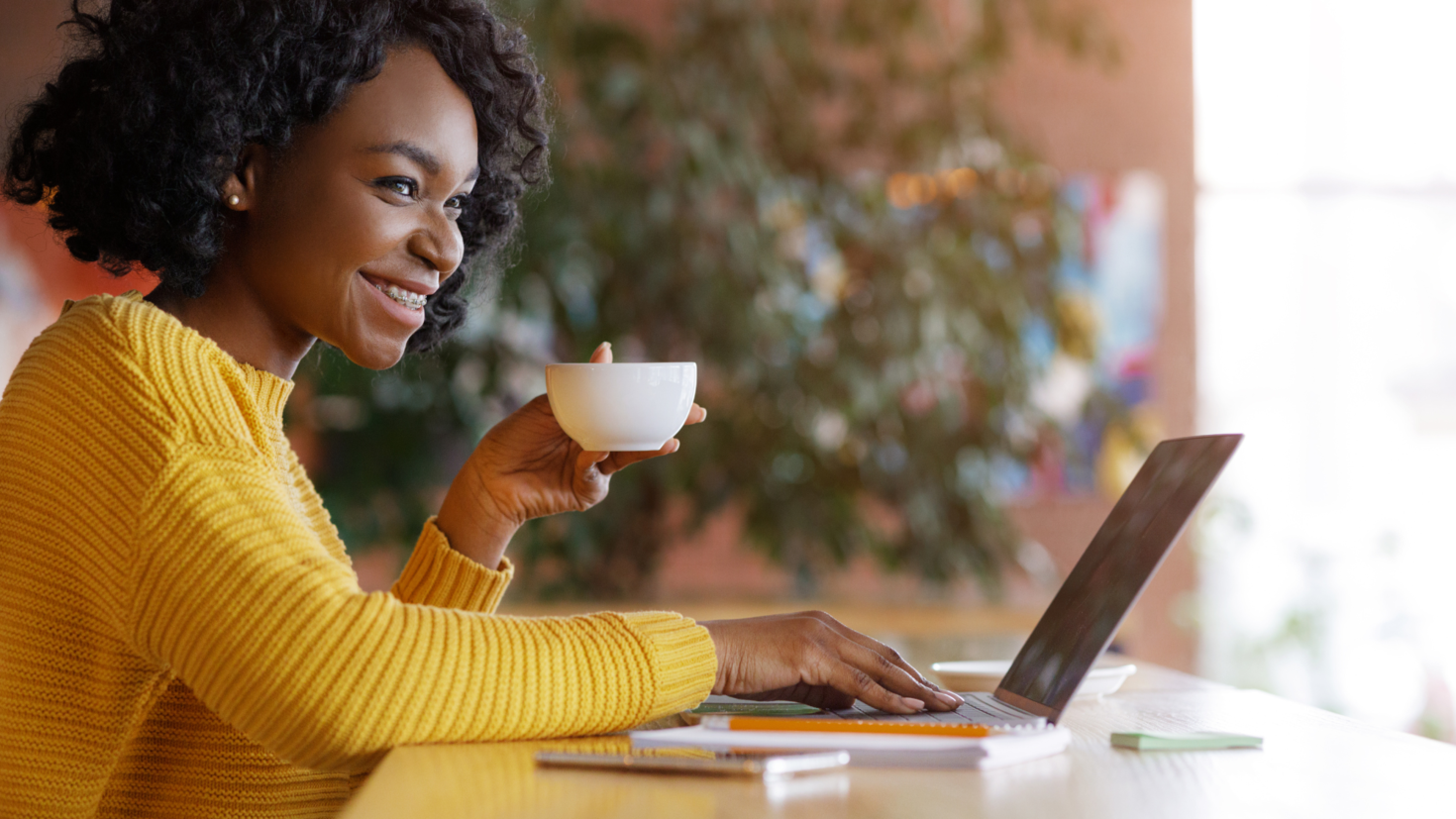student taking coffer 