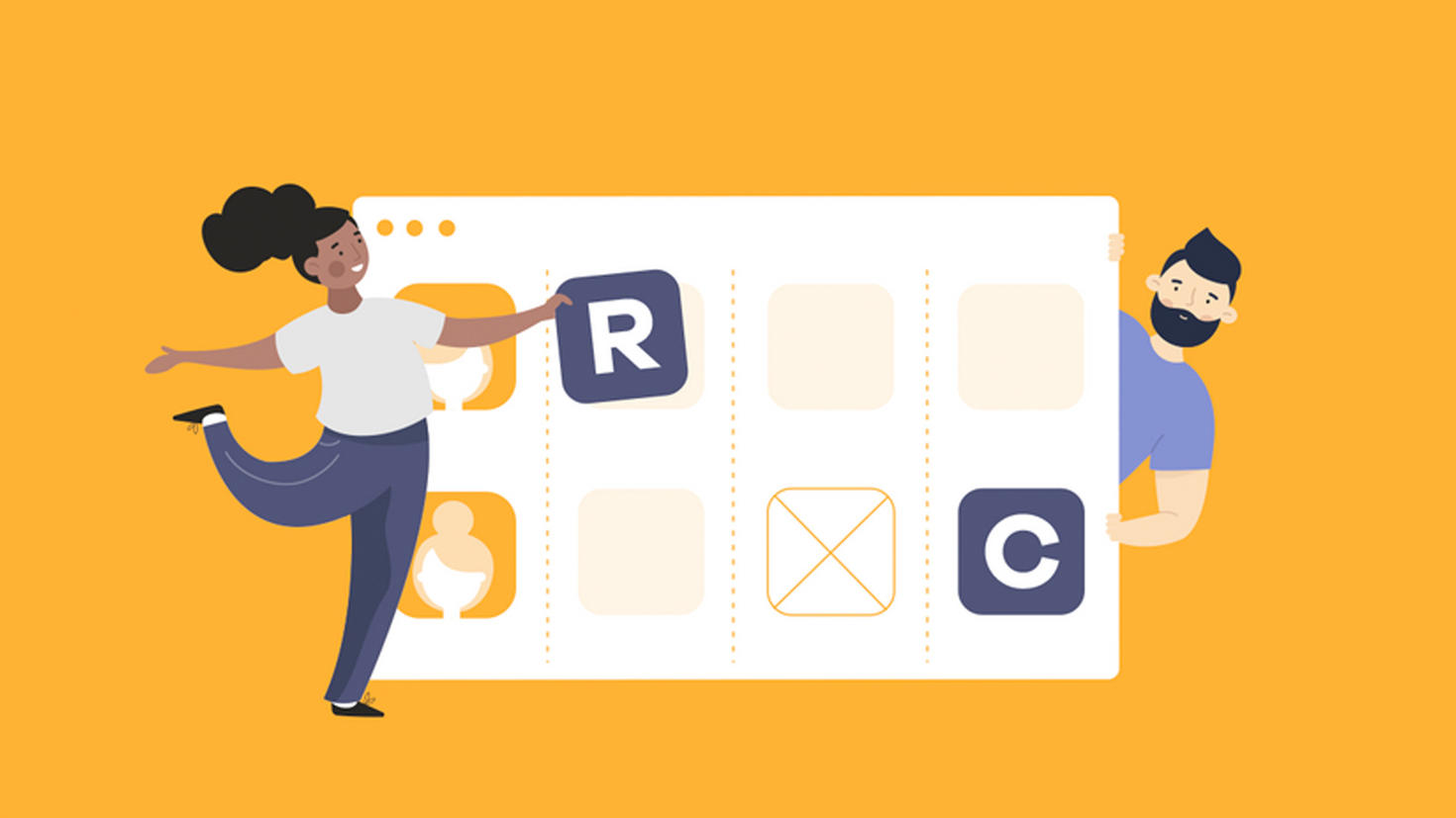 Illustration of people using a RACI chart.