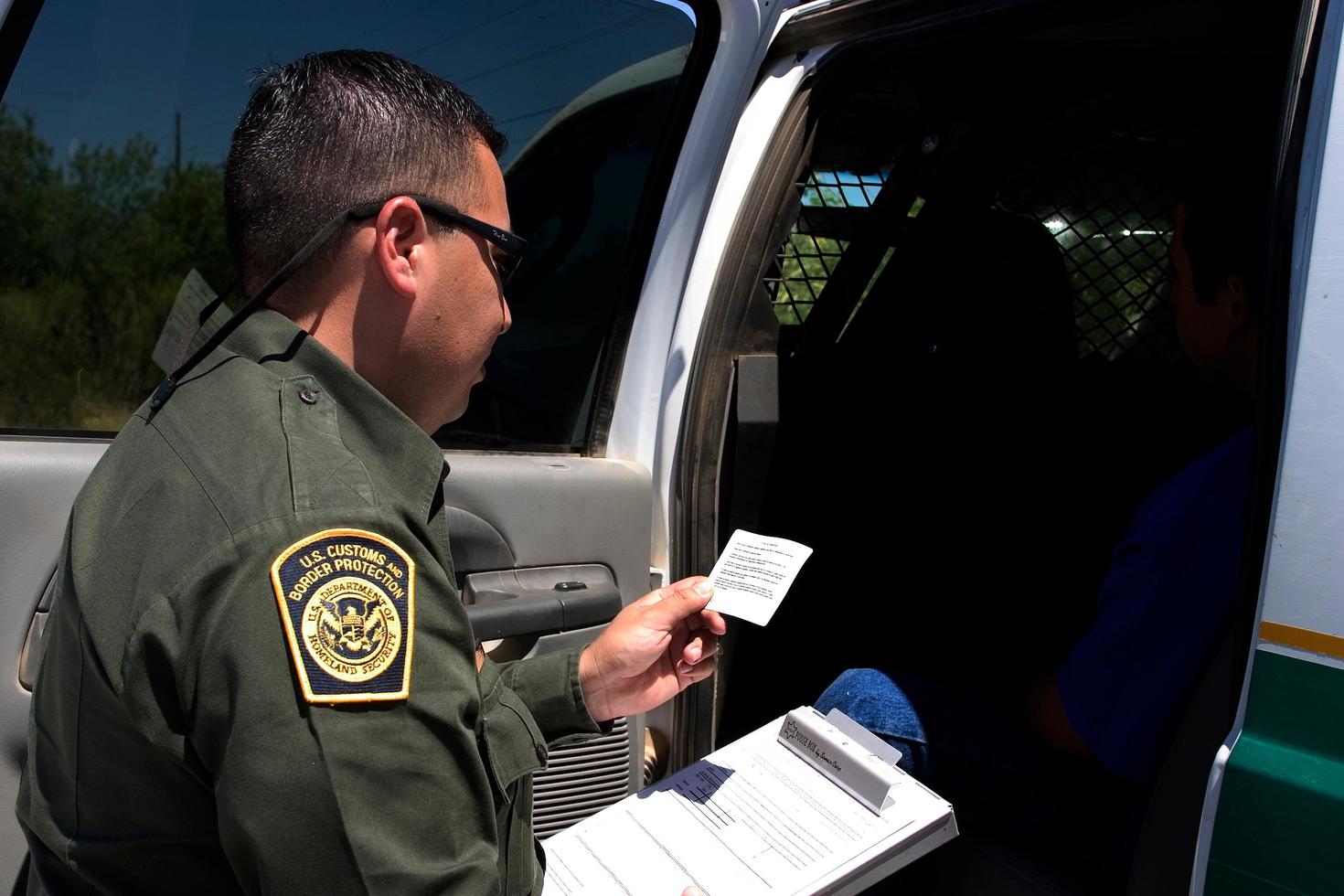 U.S. border agent checking ID