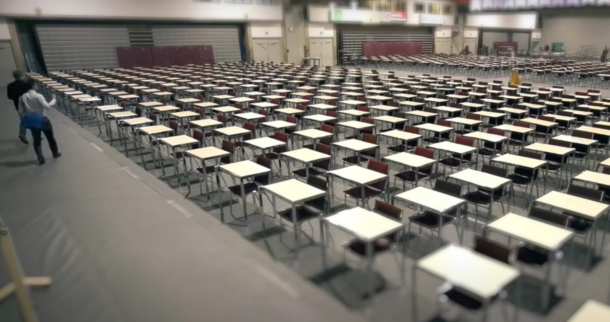 Exam setup in a gym