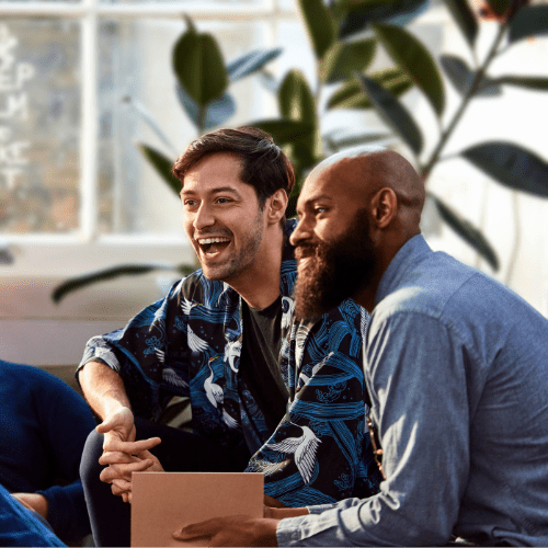 Staff members talking to each other