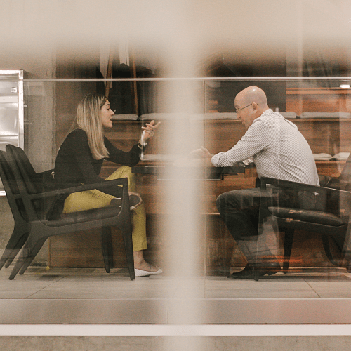 a one-on-one meeting