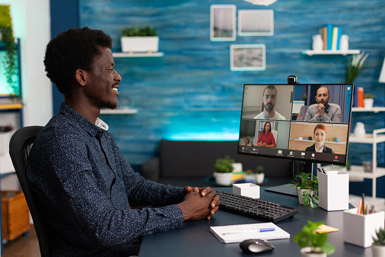 individual holding an online video call