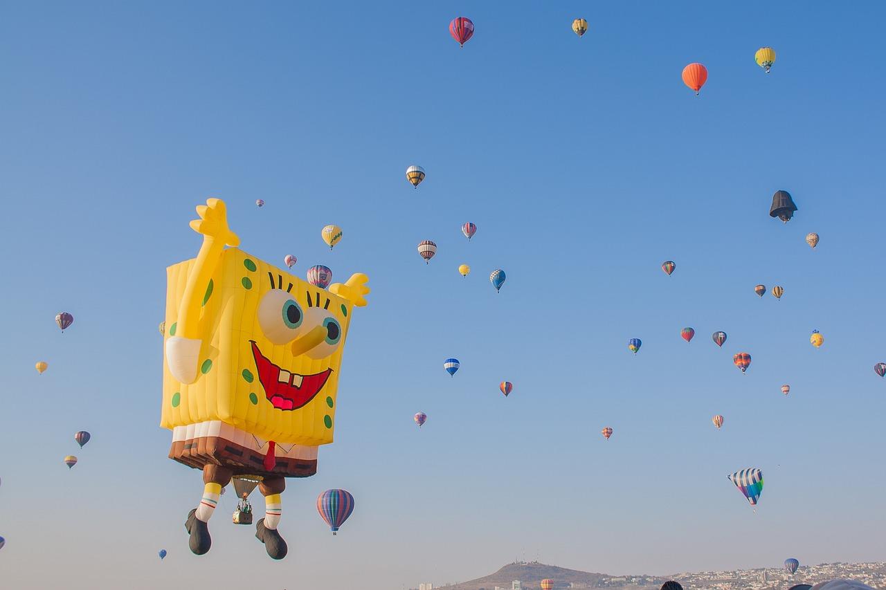 Sponge Bob Squarepants hot air balloon in sky