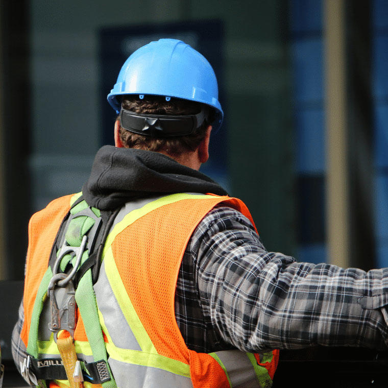 construction worker wearing safety gear