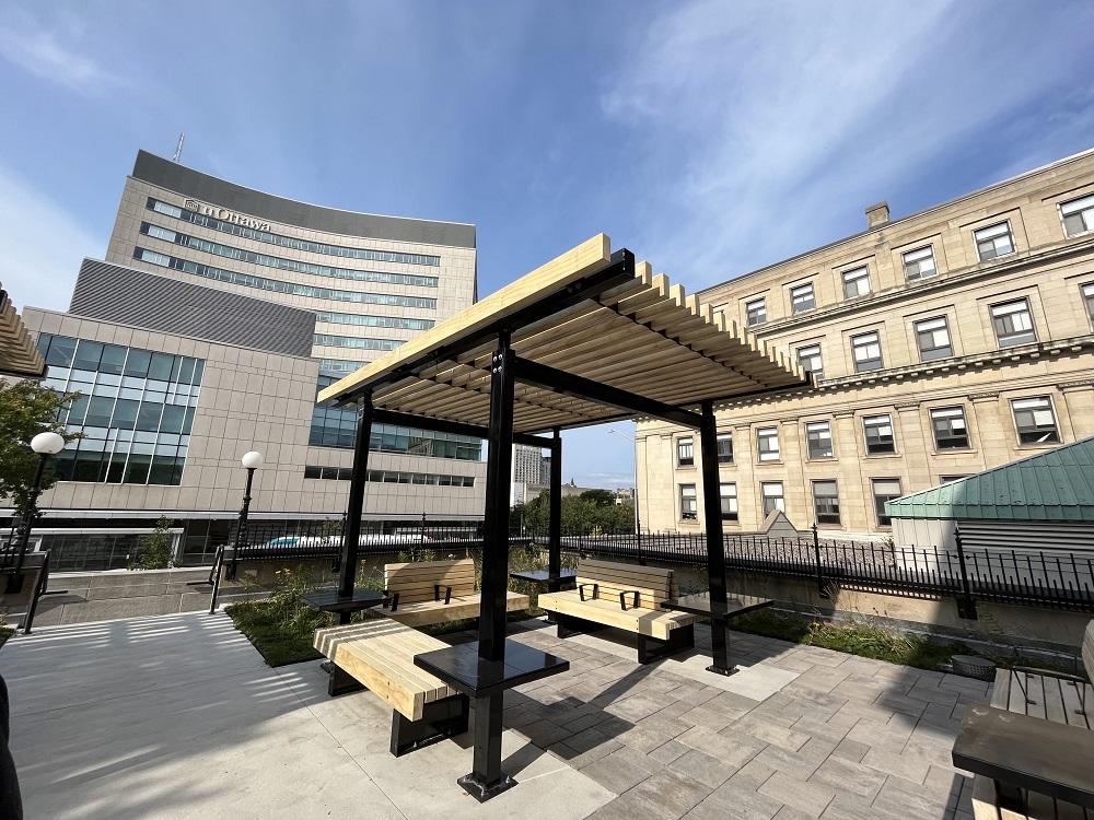 Tabaret terrace seating area