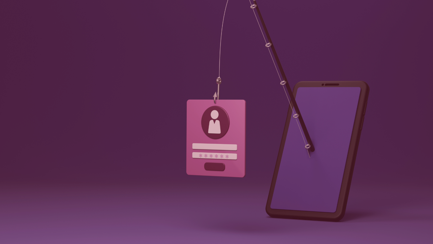 fishing line out of a smartphone screen hooking an image representing personal info