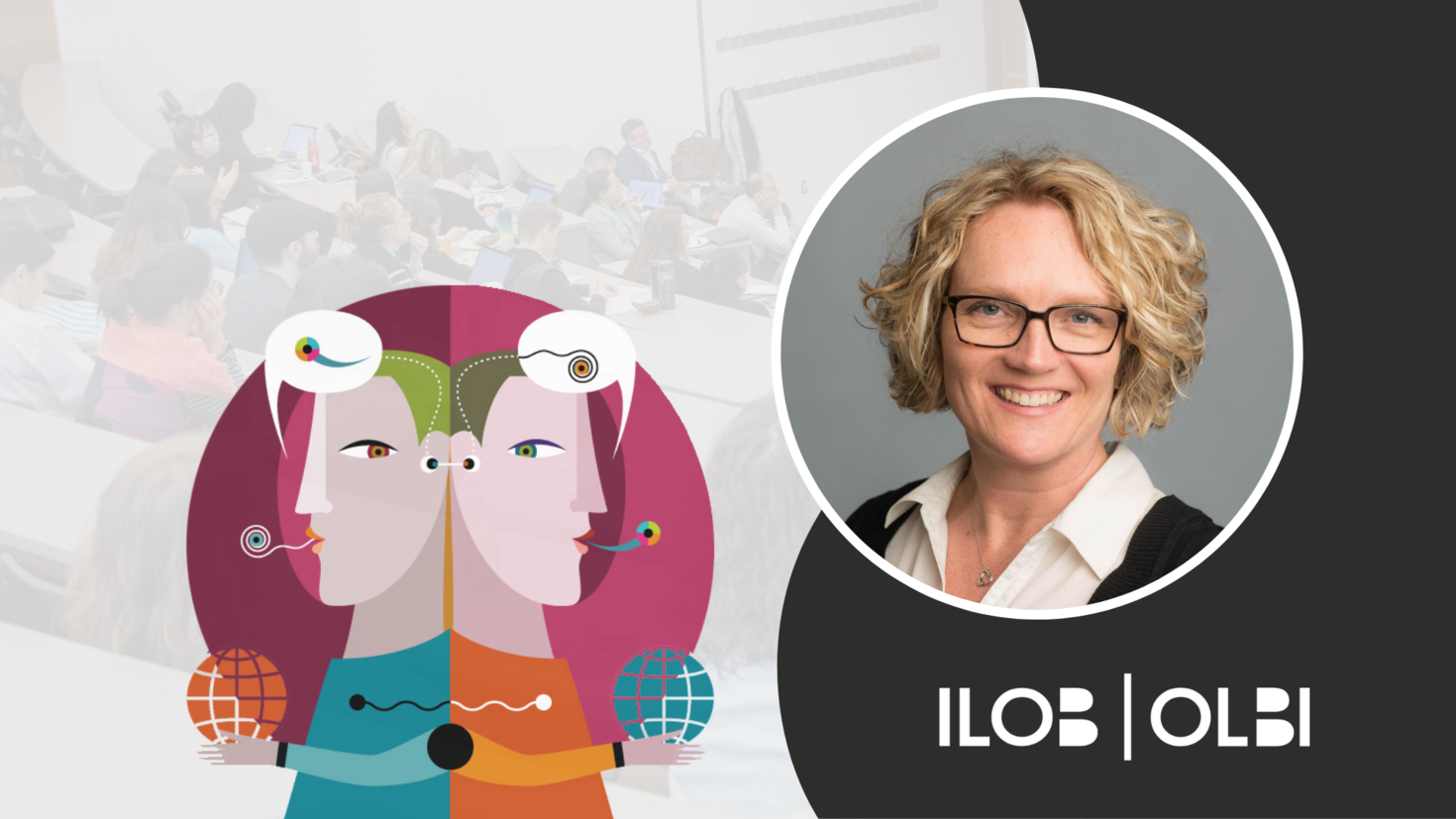 CCERBAL research forum banner. The CCERBAL logo, an illustration of two characters back to back with text bubbles containing abstract characters above their heads. An image of Dr. Meike Wernicke. The ILOB logo in the bottom right corner. 