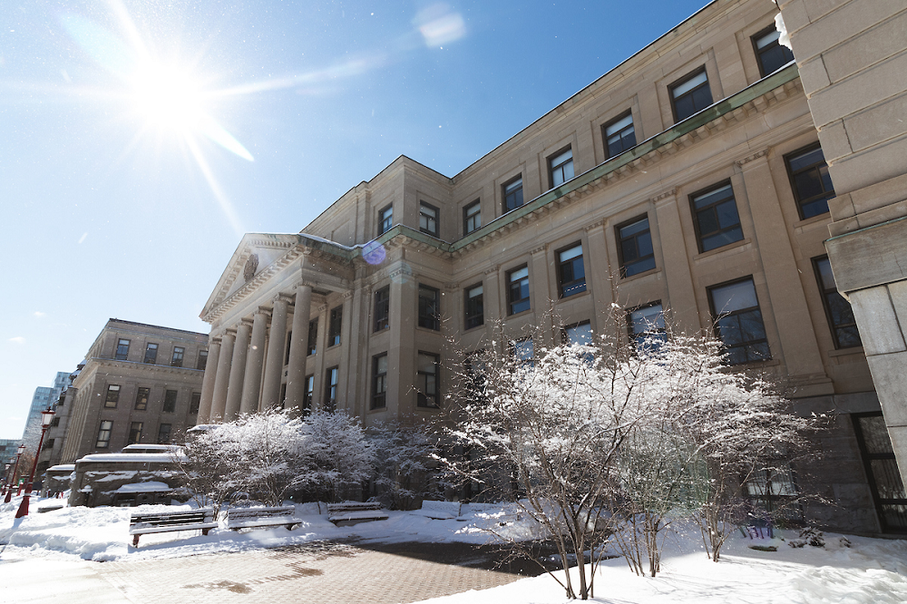 Sunny winter day at Tabaret Hall