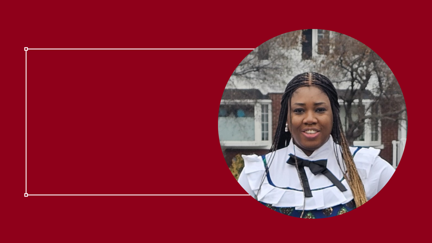 Picture of Agatha Agada IT staff inside a circle on a granate background 