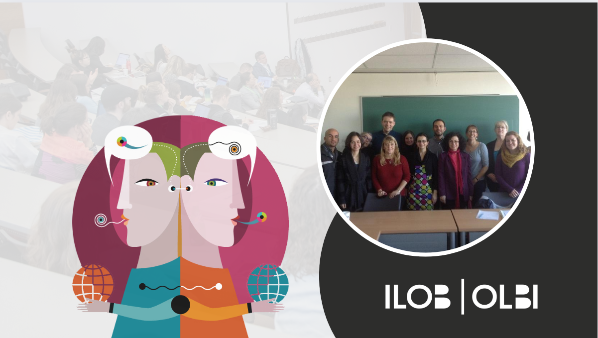 CCERBAL research forum banner. The CCERBAL logo, an illustration of two characters back to back with text bubbles containing abstract characters above their heads. An image of Marie-Josée Hamel and Nikolay Slavkov. The ILOB logo in the bottom right corner.