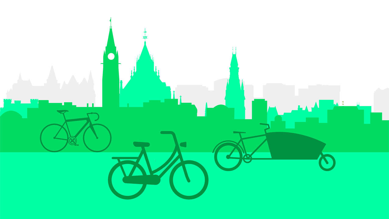 illustration of bike in Ottawa landscape
