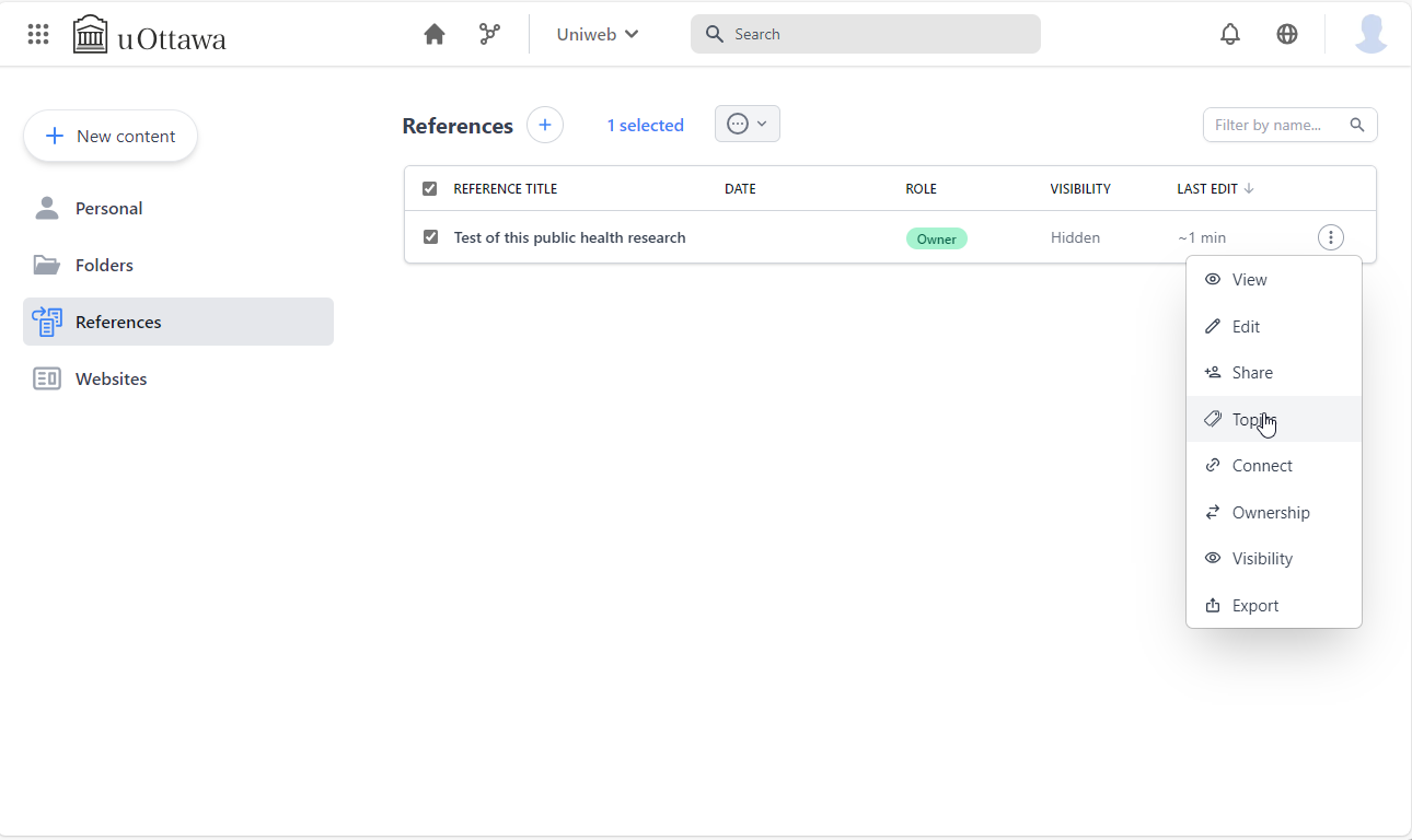 Using References in upcoming UNIWeb (Version 3)